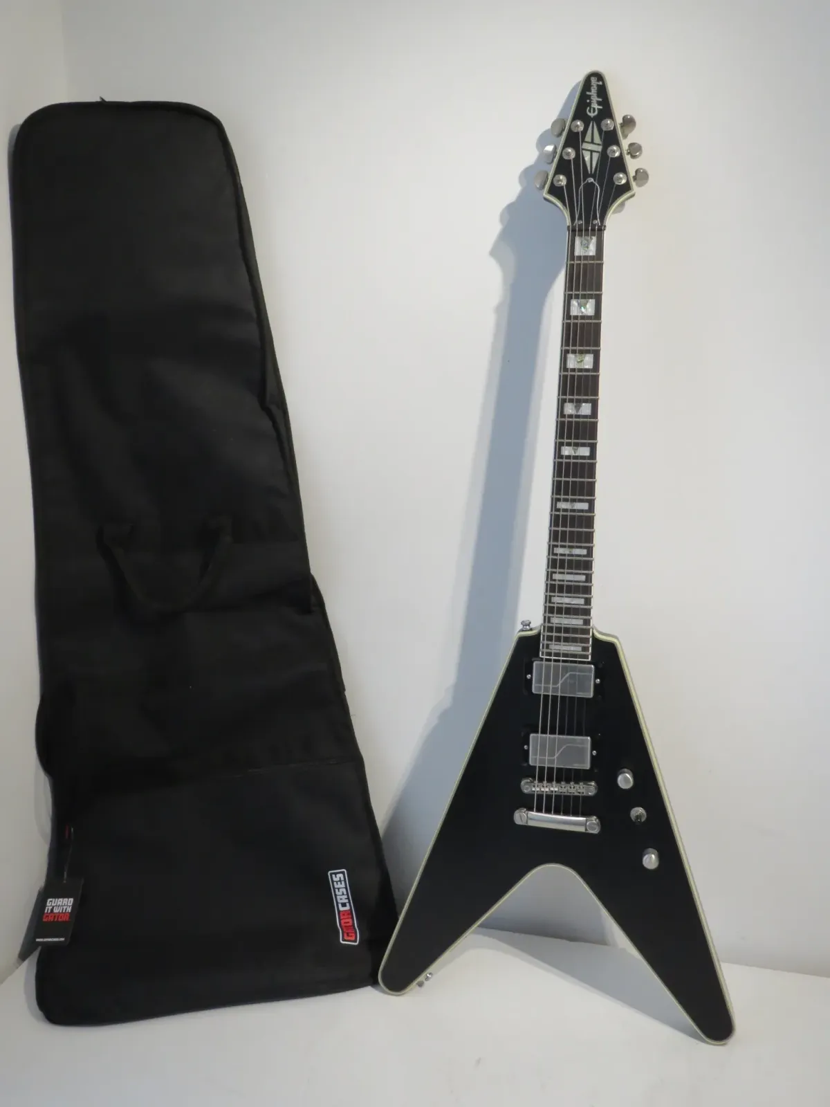 2022 Epiphone Flying V Prophecy Electric Guitar in Aged Black with Gig Bag - Near Mint