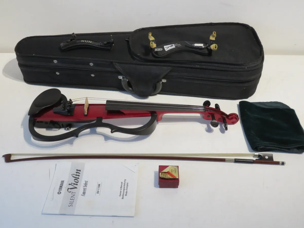 Yamaha SV110 Electric Silent Violin in Red with Case and Werner Bow