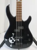 2004 Squier MB4 Skull and Crossbones Bass Guitar in Metallic Black