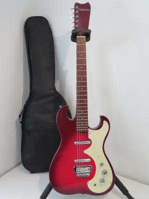 Silvertone 1449 Electric Guitar in Red Burst Silver Flake Sparkle with Gig Bag